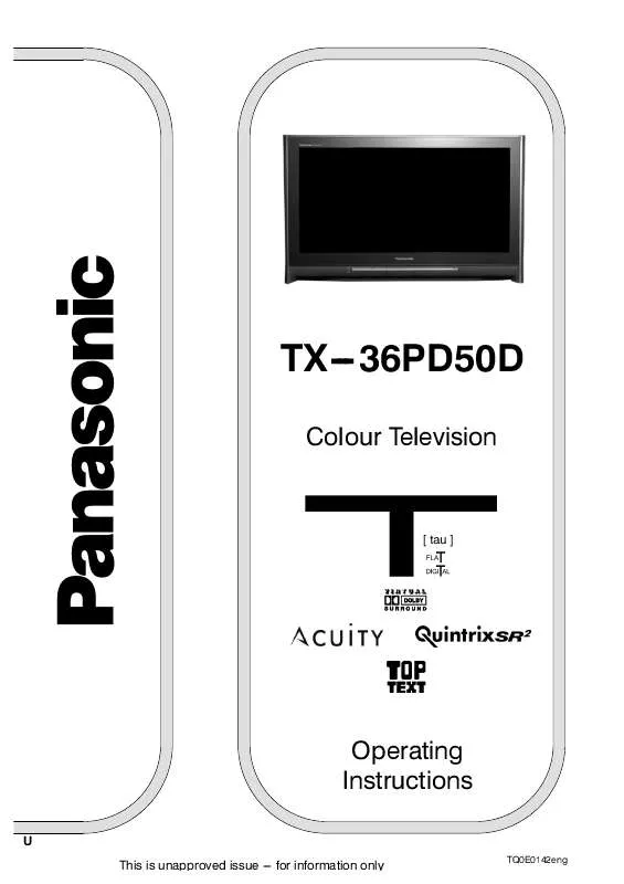 Mode d'emploi PANASONIC TX-36PD50D