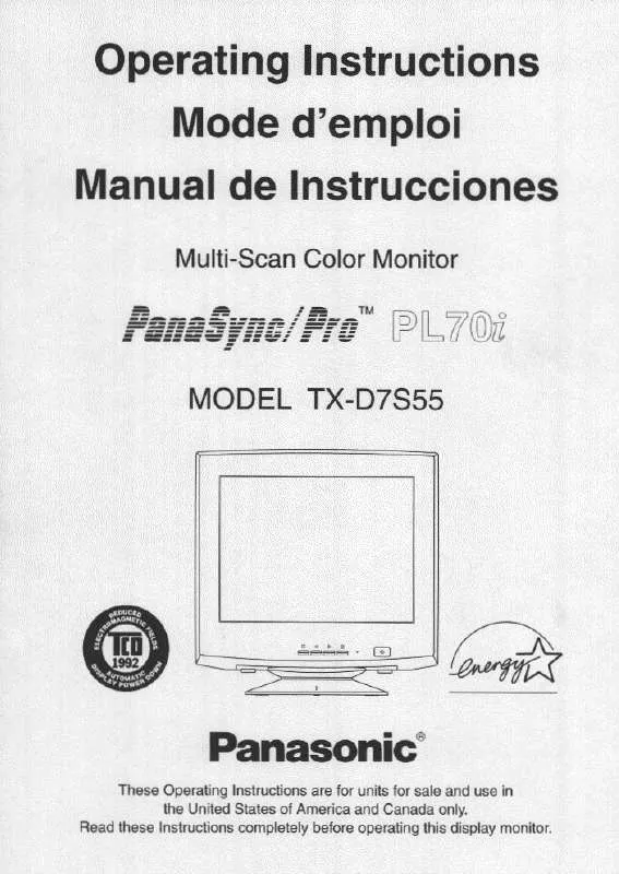 Mode d'emploi PANASONIC TX-D7S55