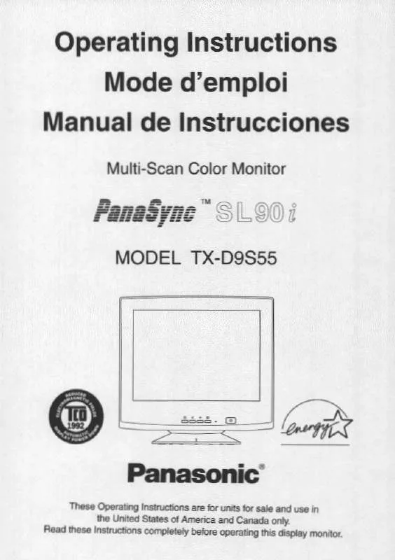 Mode d'emploi PANASONIC TX-D9S55M