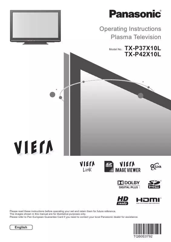 Mode d'emploi PANASONIC TX-P37X10L