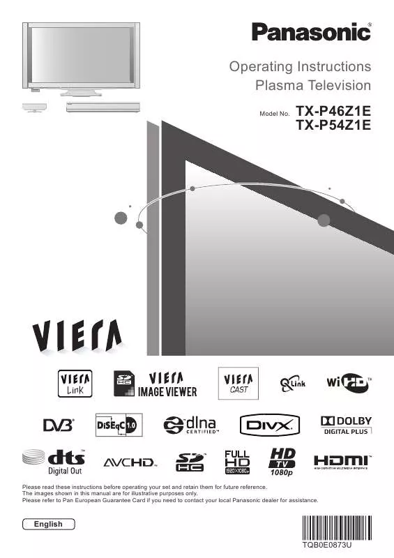 Mode d'emploi PANASONIC TX-P54Z1E