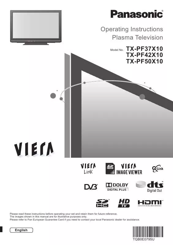 Mode d'emploi PANASONIC TX-PF37X10