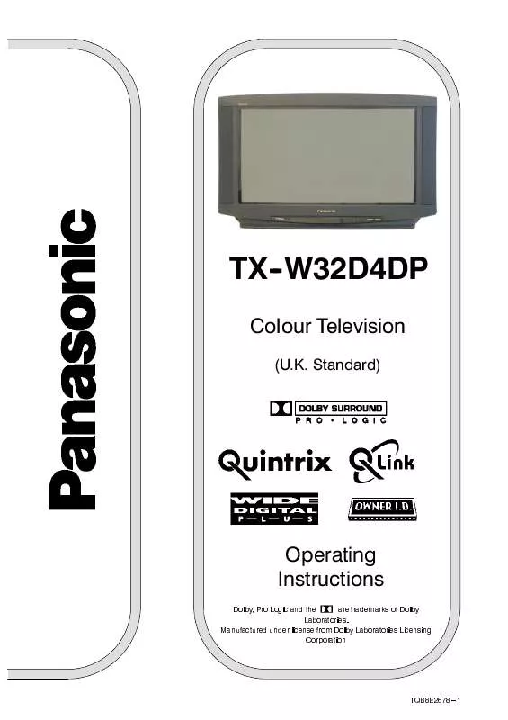 Mode d'emploi PANASONIC TX-W32D4DP