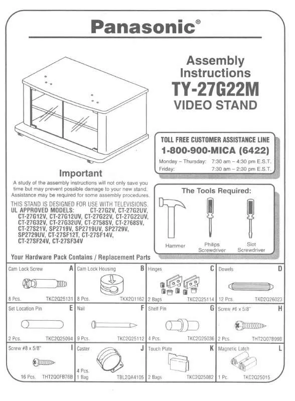 Mode d'emploi PANASONIC TY-27G22M