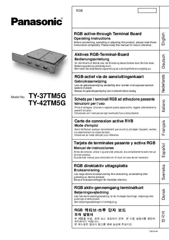 Mode d'emploi PANASONIC TY-37TM5G