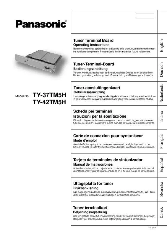 Mode d'emploi PANASONIC TY-37TM5H