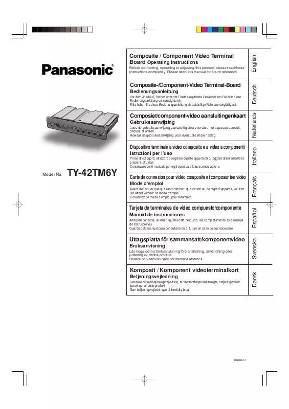 Mode d'emploi PANASONIC TY-42TM6Y