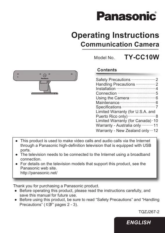 Mode d'emploi PANASONIC TYCC10W