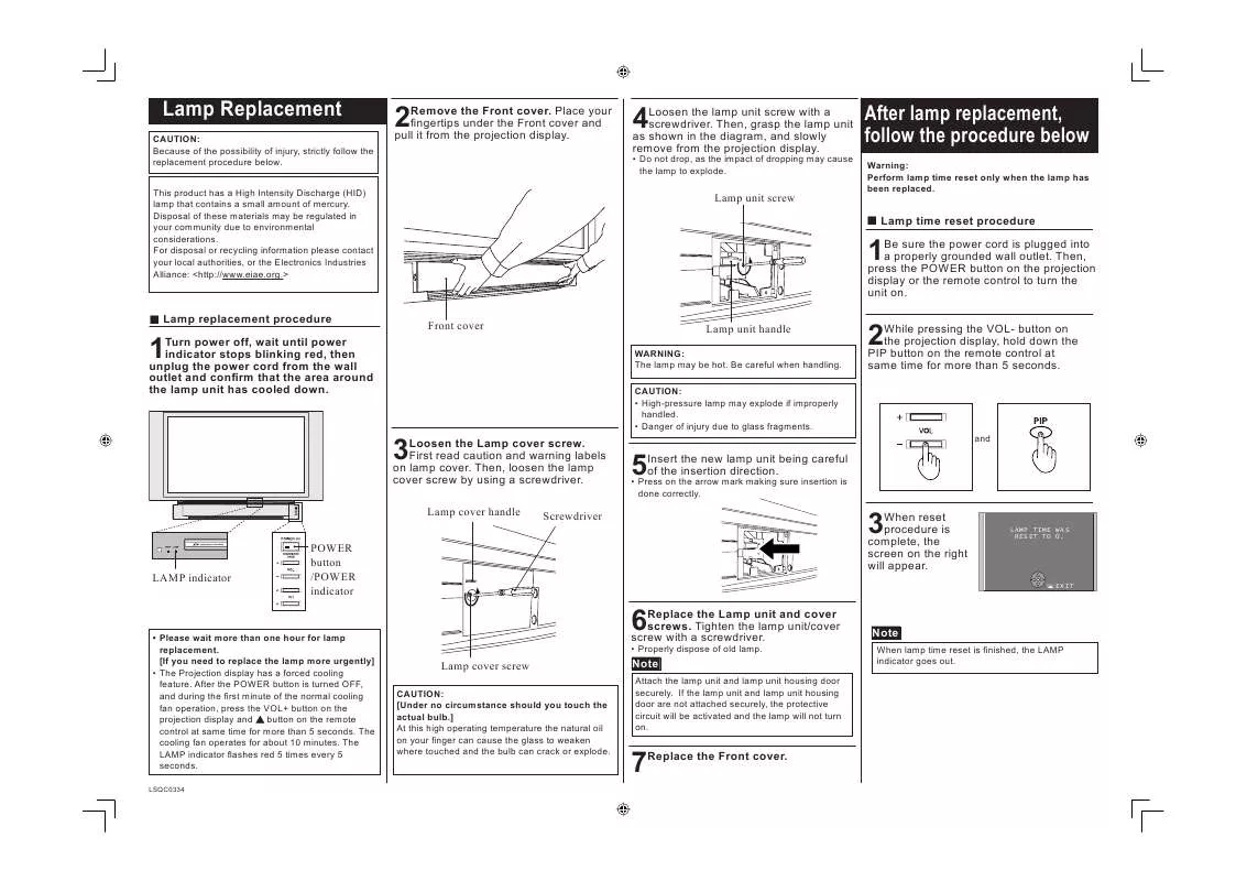 Mode d'emploi PANASONIC TY-LA1000