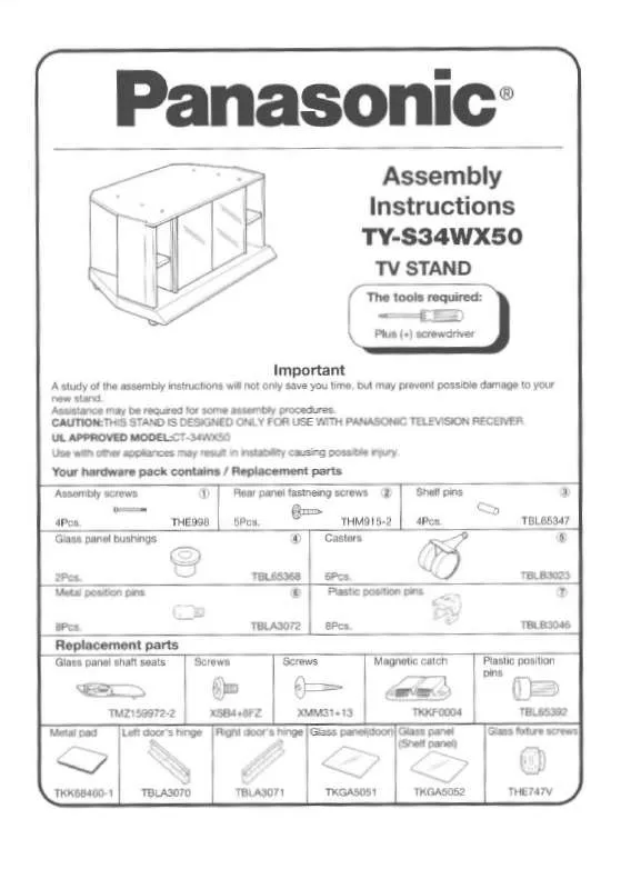 Mode d'emploi PANASONIC TY-S34WX50