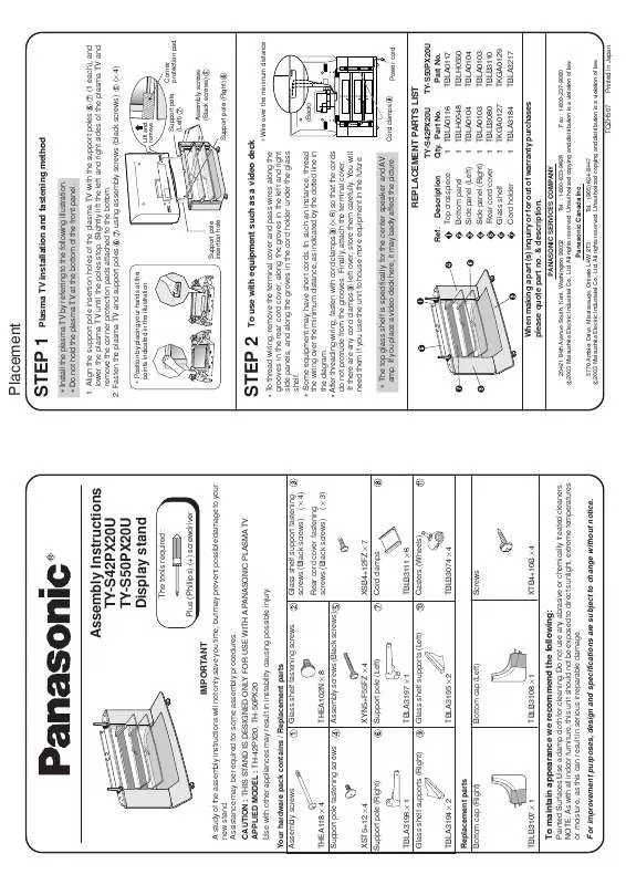 Mode d'emploi PANASONIC TY-S42PX20U