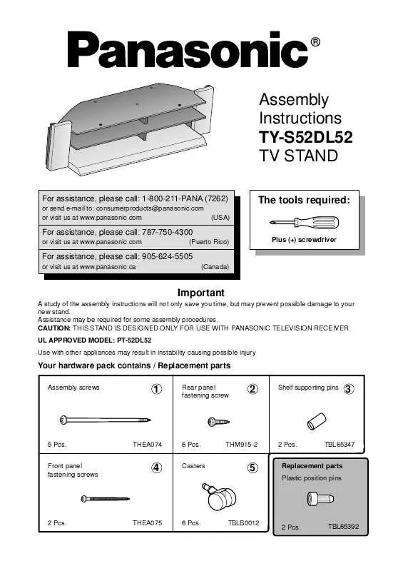 Mode d'emploi PANASONIC TY-S52DL52