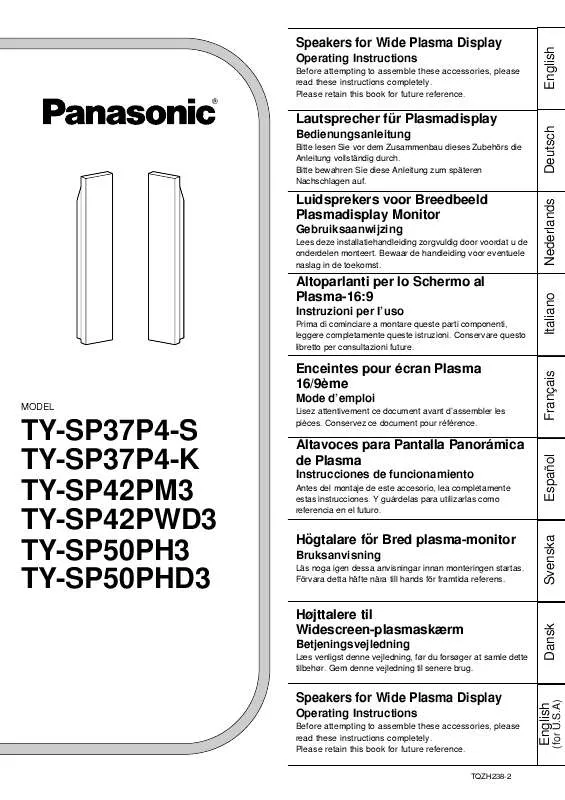 Mode d'emploi PANASONIC TY-SP37P4K