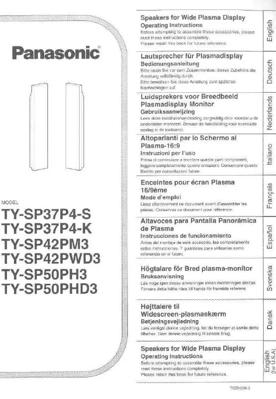 Mode d'emploi PANASONIC TY-SP42PM3W