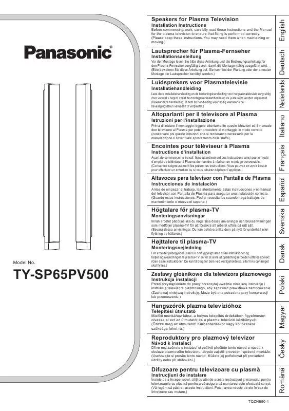 Mode d'emploi PANASONIC TY-SP65PV500