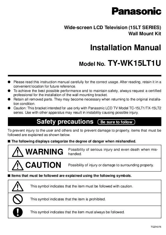 Mode d'emploi PANASONIC TY-WK15LT1U