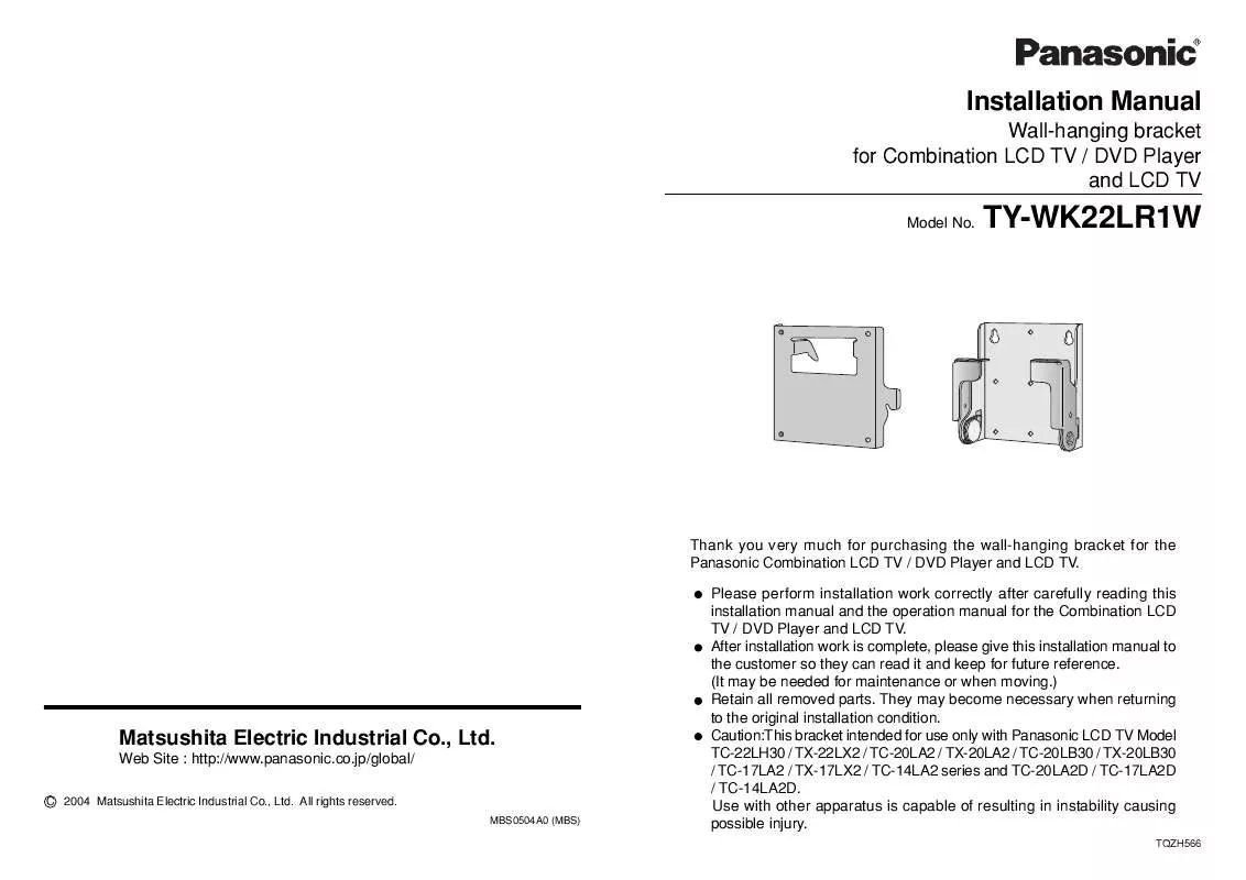 Mode d'emploi PANASONIC TY-WK22LR1W