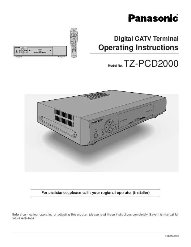 Mode d'emploi PANASONIC TZ-PCD2000