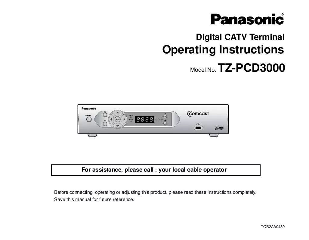 Mode d'emploi PANASONIC TZ-PCD3000