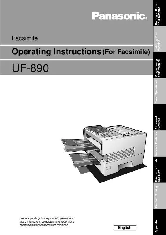 Mode d'emploi PANASONIC UF-890