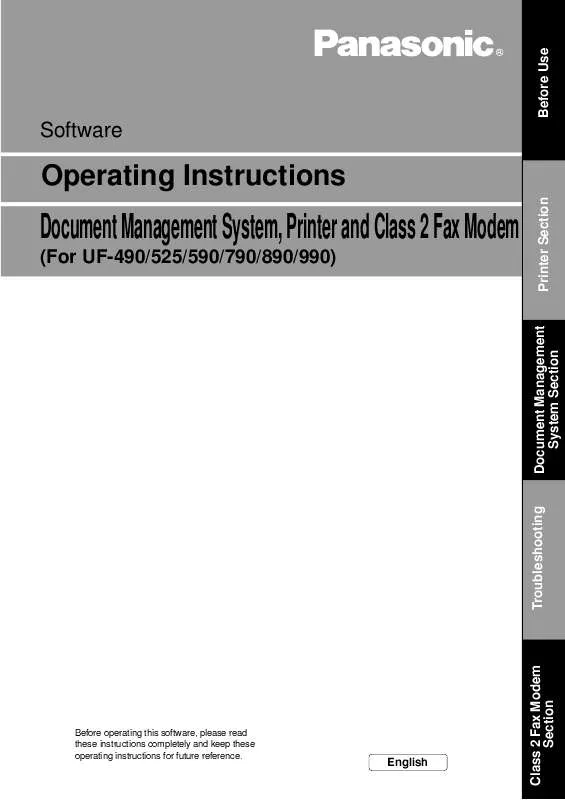 Mode d'emploi PANASONIC UF-525