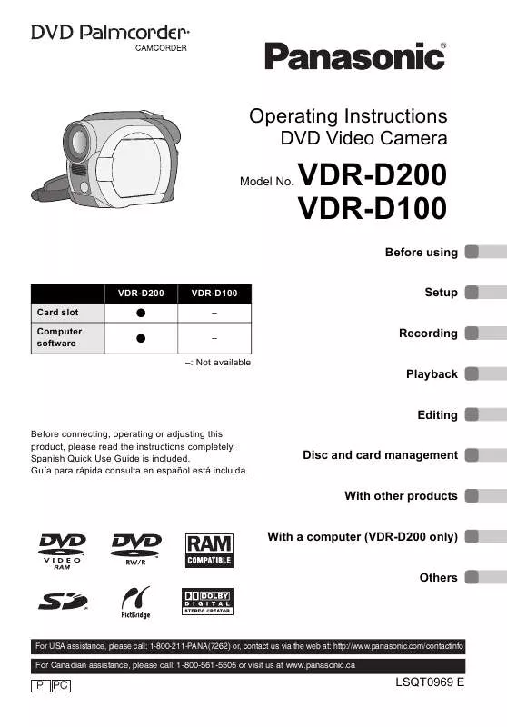 Mode d'emploi PANASONIC VDR-D200