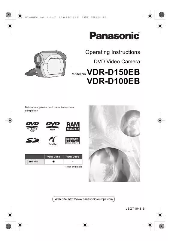 Mode d'emploi PANASONIC VDR-RD150EB