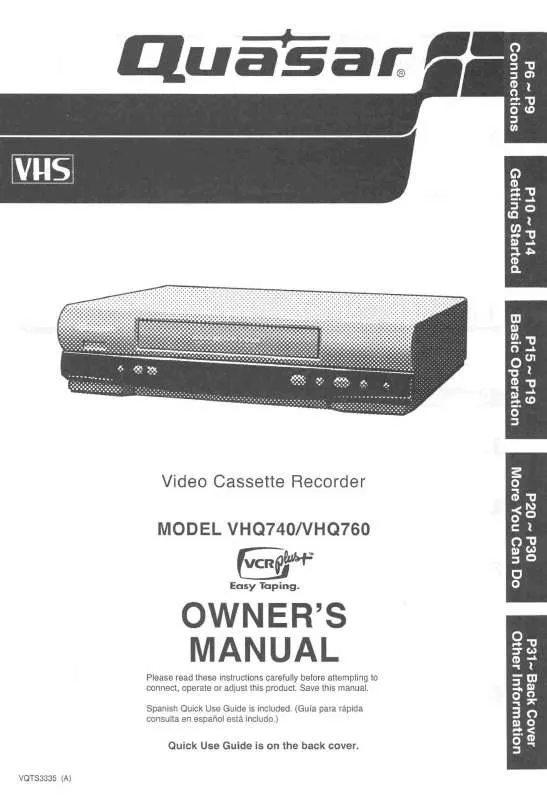 Mode d'emploi PANASONIC VHQ-760