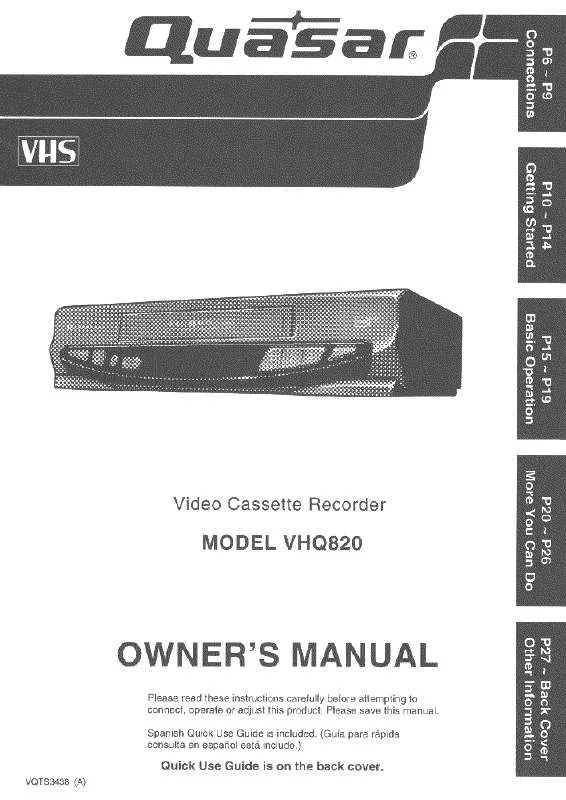 Mode d'emploi PANASONIC VHQ-820