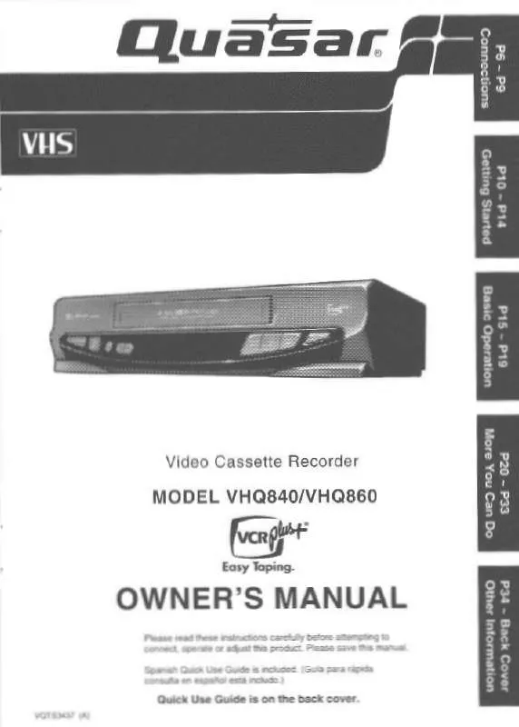 Mode d'emploi PANASONIC VHQ-840