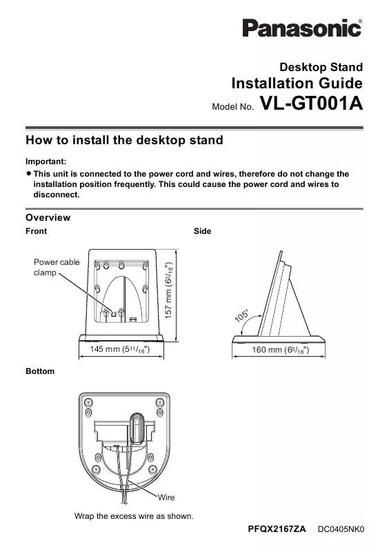 Mode d'emploi PANASONIC VLGT001A