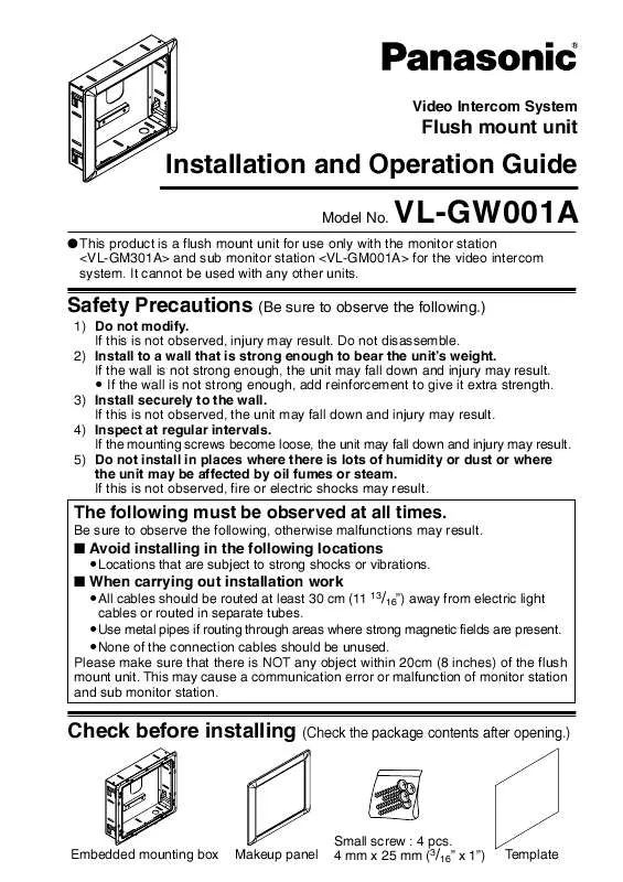 Mode d'emploi PANASONIC VLGW001A