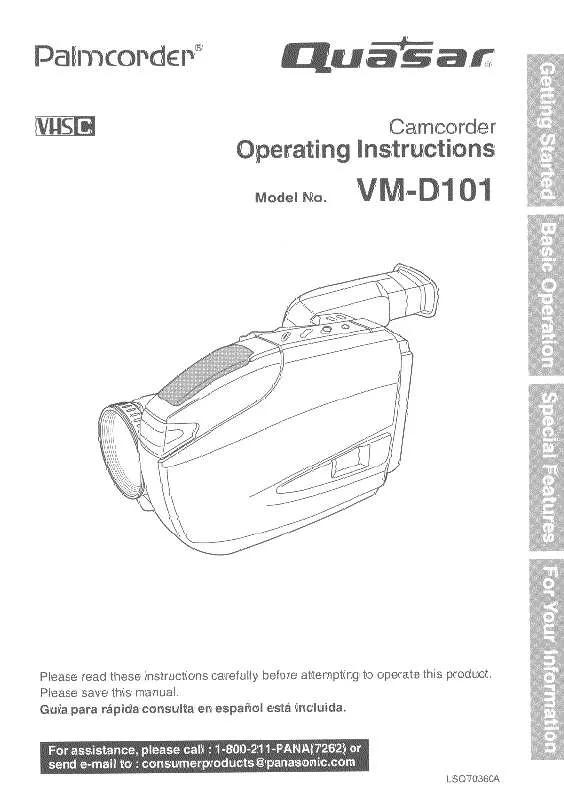 Mode d'emploi PANASONIC VMD101