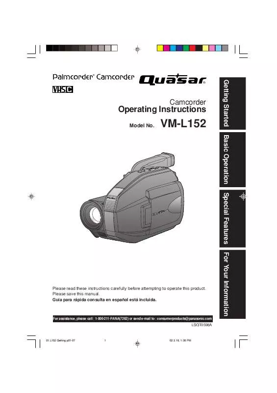Mode d'emploi PANASONIC VML152