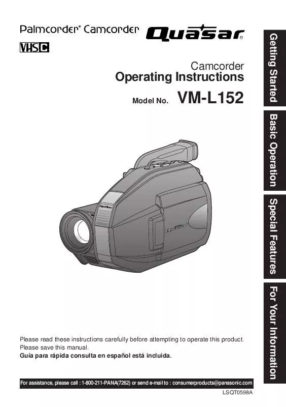 Mode d'emploi PANASONIC VML152D