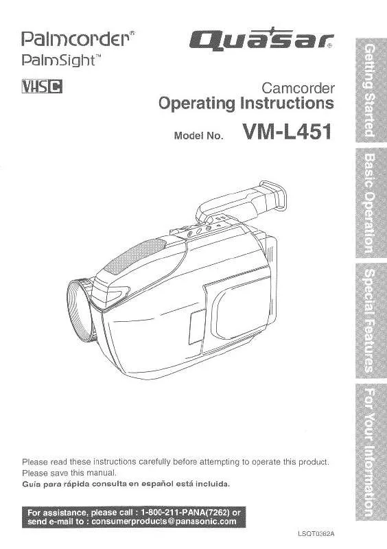 Mode d'emploi PANASONIC VML451