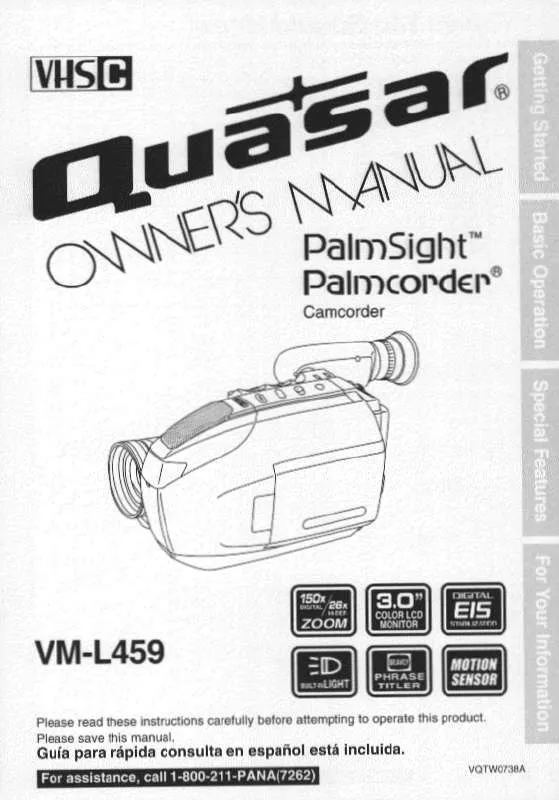 Mode d'emploi PANASONIC VML459