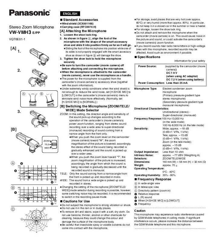 Mode d'emploi PANASONIC VW-VMH3