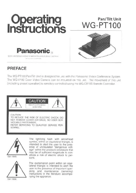 Mode d'emploi PANASONIC WGPT100