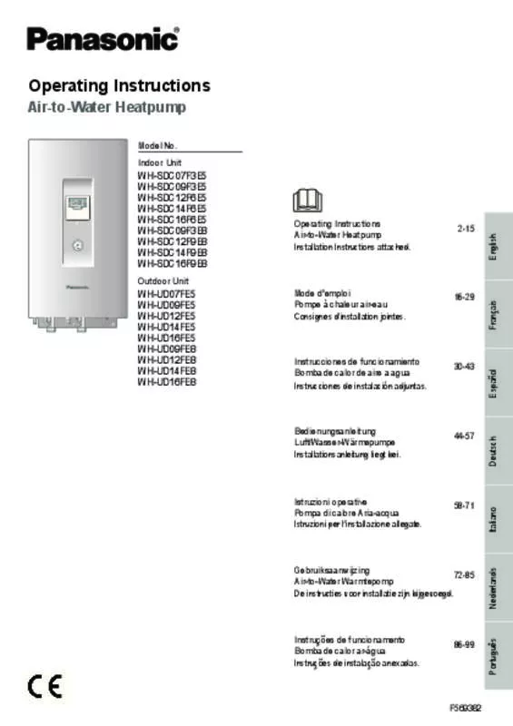 Mode d'emploi PANASONIC WH-SDC14F9E8