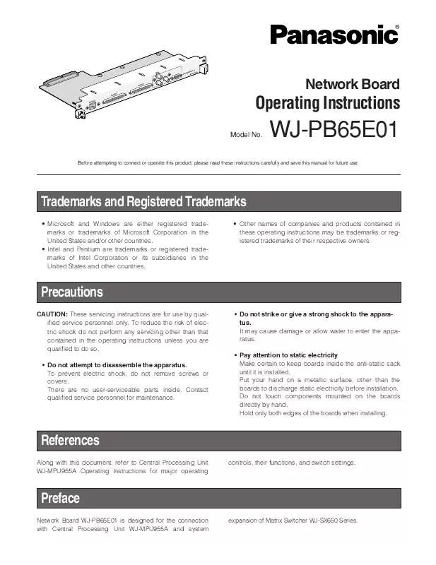 Mode d'emploi PANASONIC WJ-BP65E01