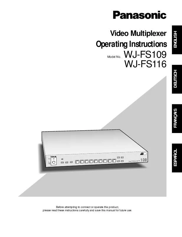 Mode d'emploi PANASONIC WJ-FS116