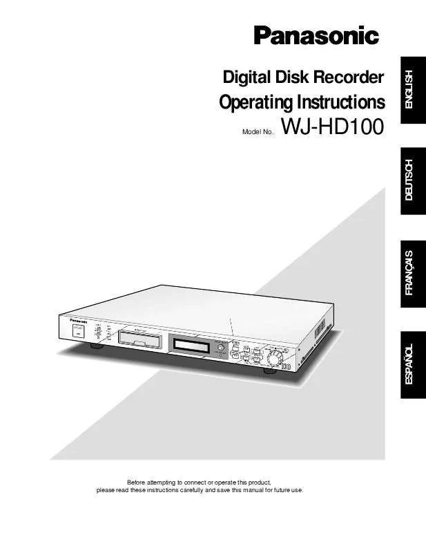 Mode d'emploi PANASONIC WJ-HD100