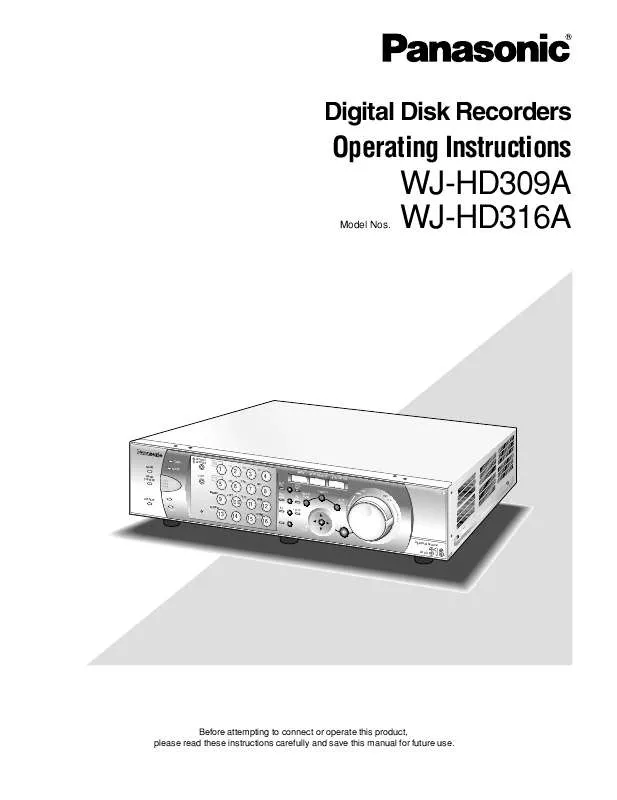 Mode d'emploi PANASONIC WJ-HD309A