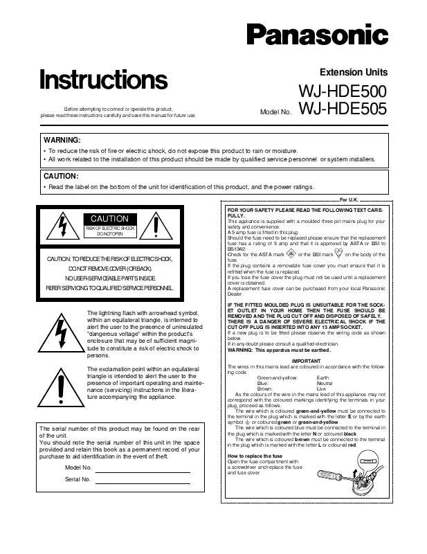 Mode d'emploi PANASONIC WJ-HD500