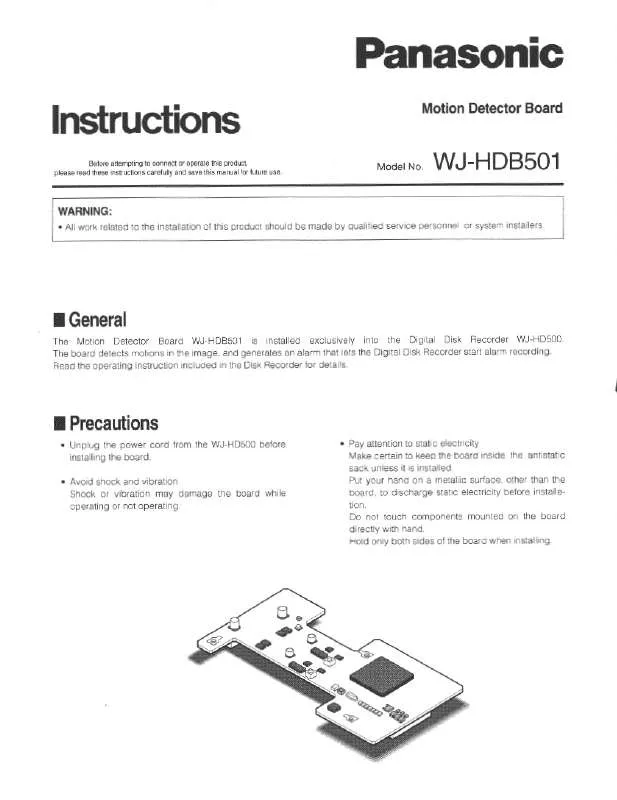 Mode d'emploi PANASONIC WJ-HDB501