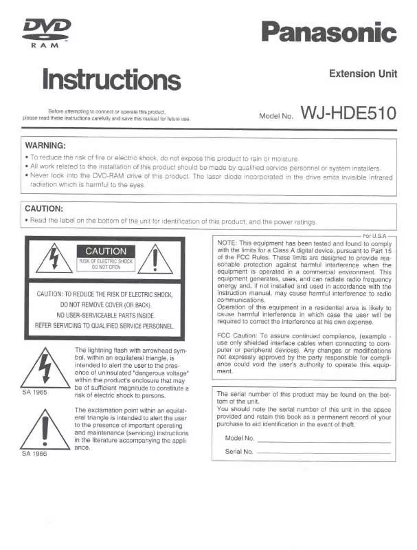 Mode d'emploi PANASONIC WJ-HDE510