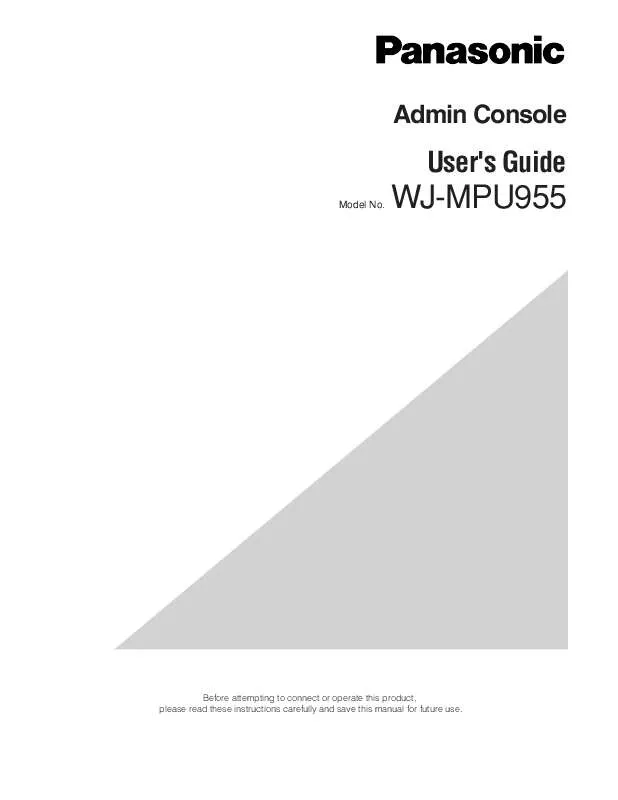 Mode d'emploi PANASONIC WJ-MPU955