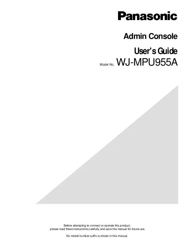 Mode d'emploi PANASONIC WJ-MPU955A