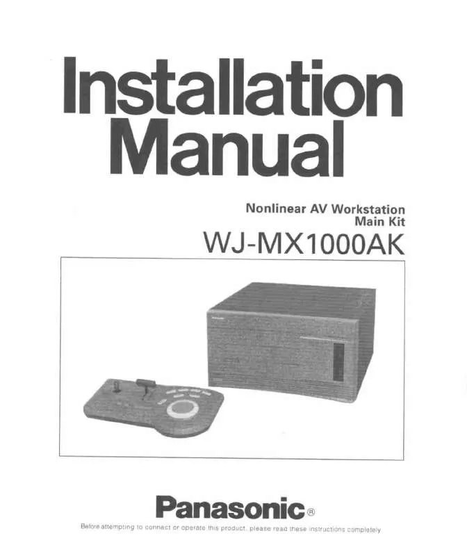 Mode d'emploi PANASONIC WJ-MX1000AK